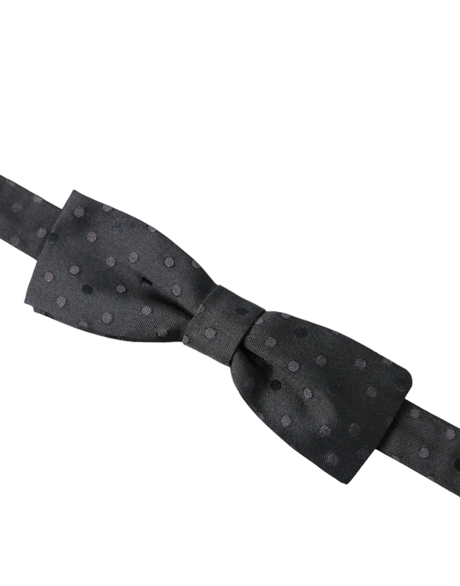 Dolce & Gabbana Gray Polka Dot Silk Adjustable Neck Men Papillon Bow Tie Dolce & Gabbana