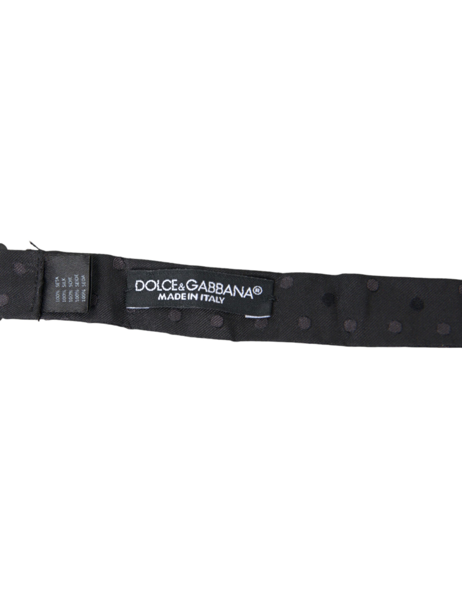 Dolce & Gabbana Gray Polka Dot Silk Adjustable Neck Men Papillon Bow Tie Dolce & Gabbana