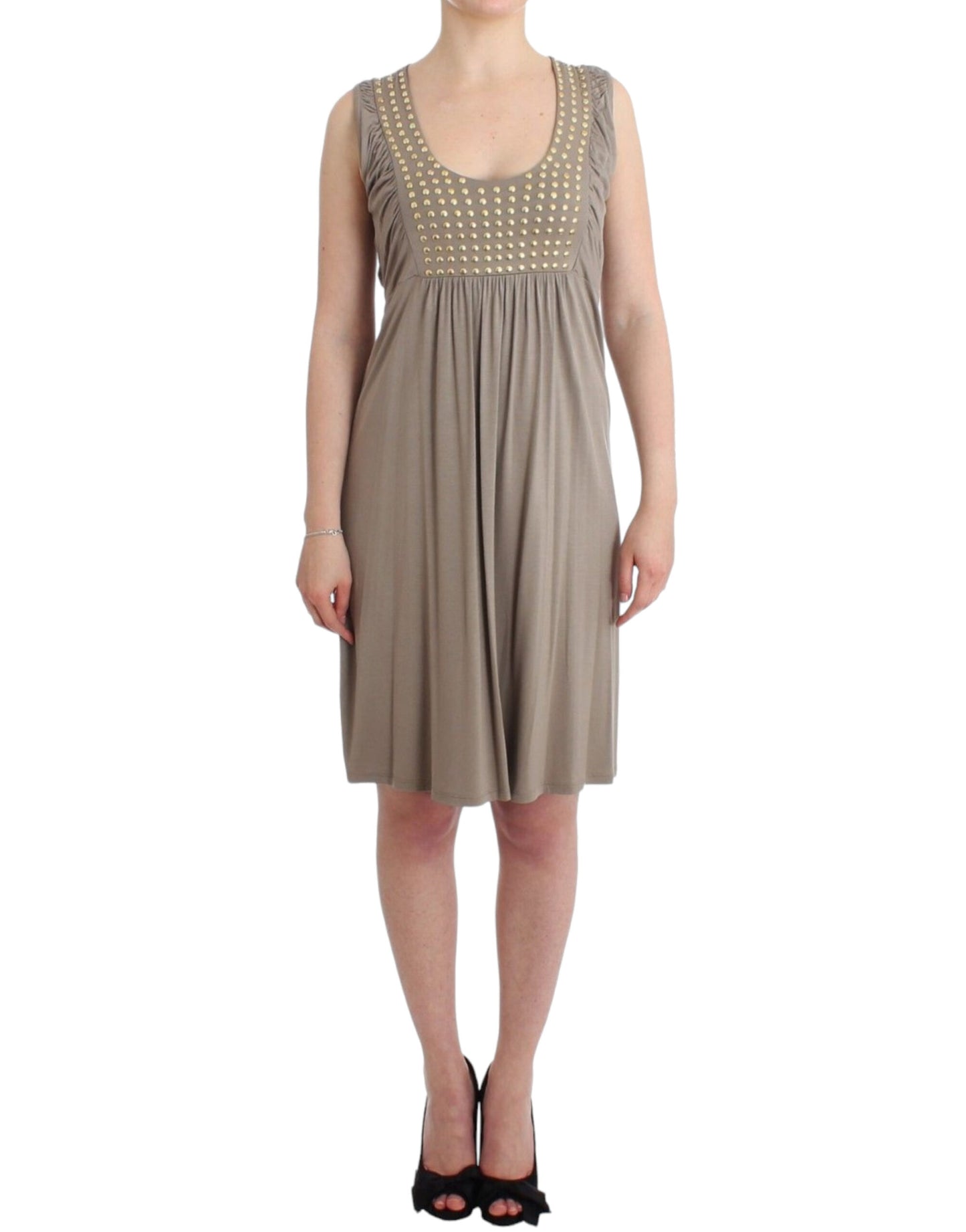 Roccobarocco Khaki studded sheath dress Roccobarocco