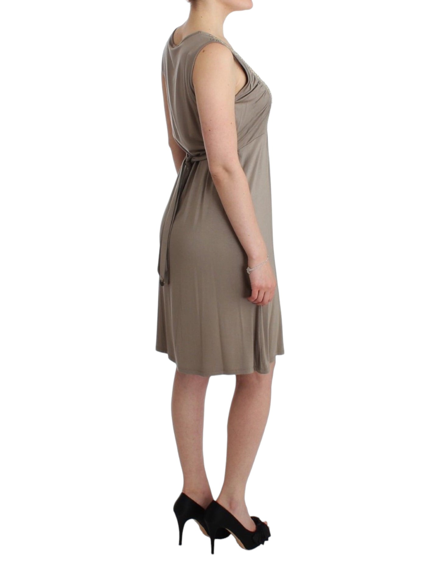 Roccobarocco Khaki studded sheath dress Roccobarocco
