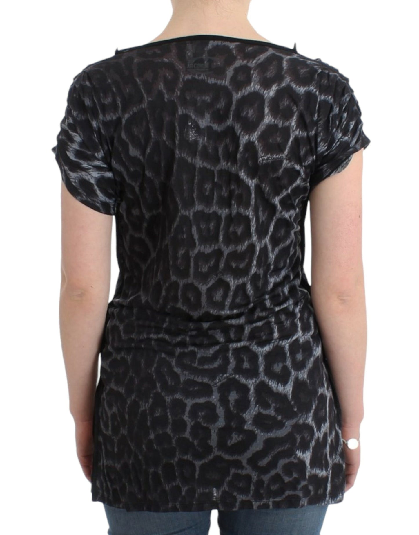 Cavalli Gray leopard v-neck top Cavalli