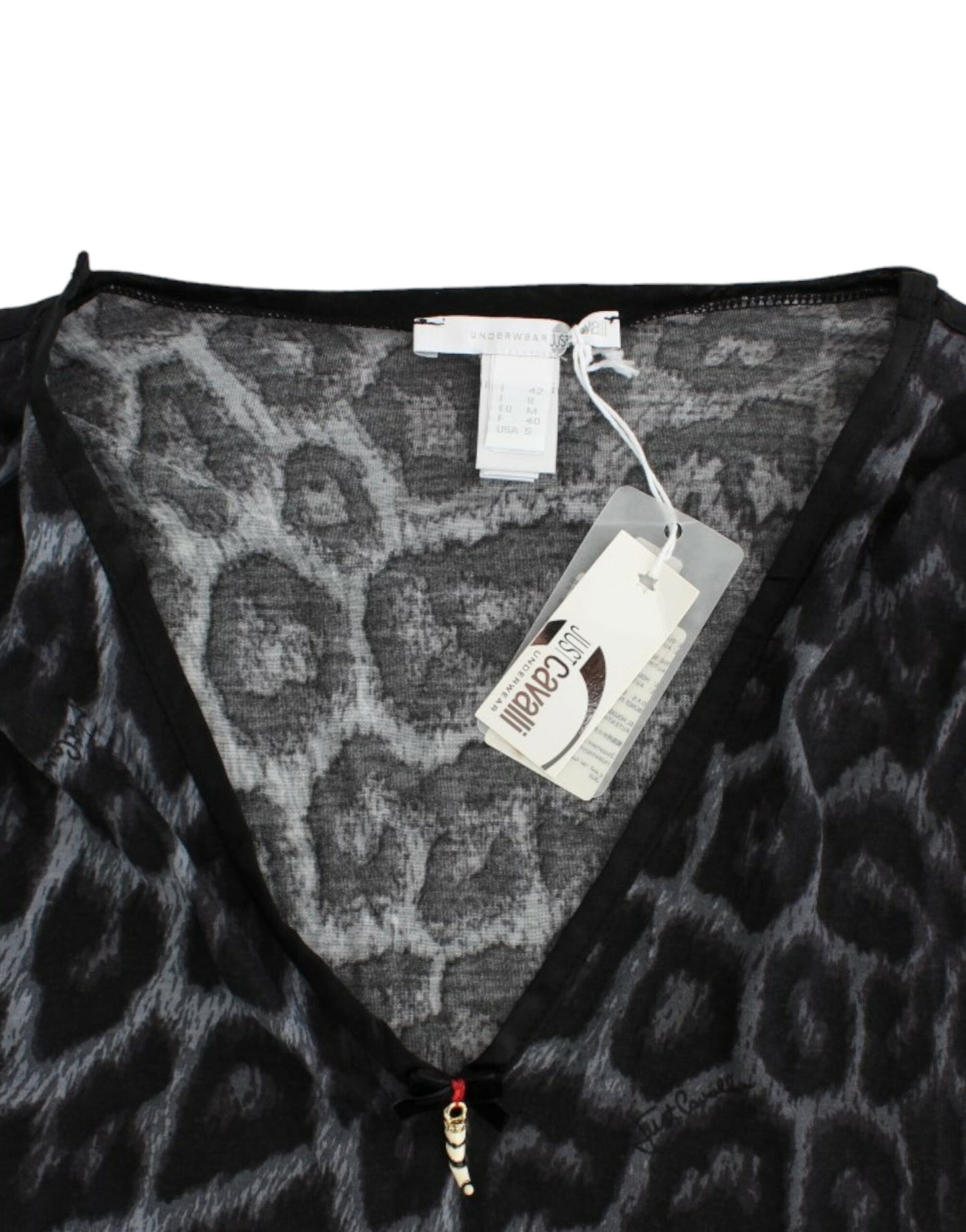Cavalli Gray leopard v-neck top Cavalli