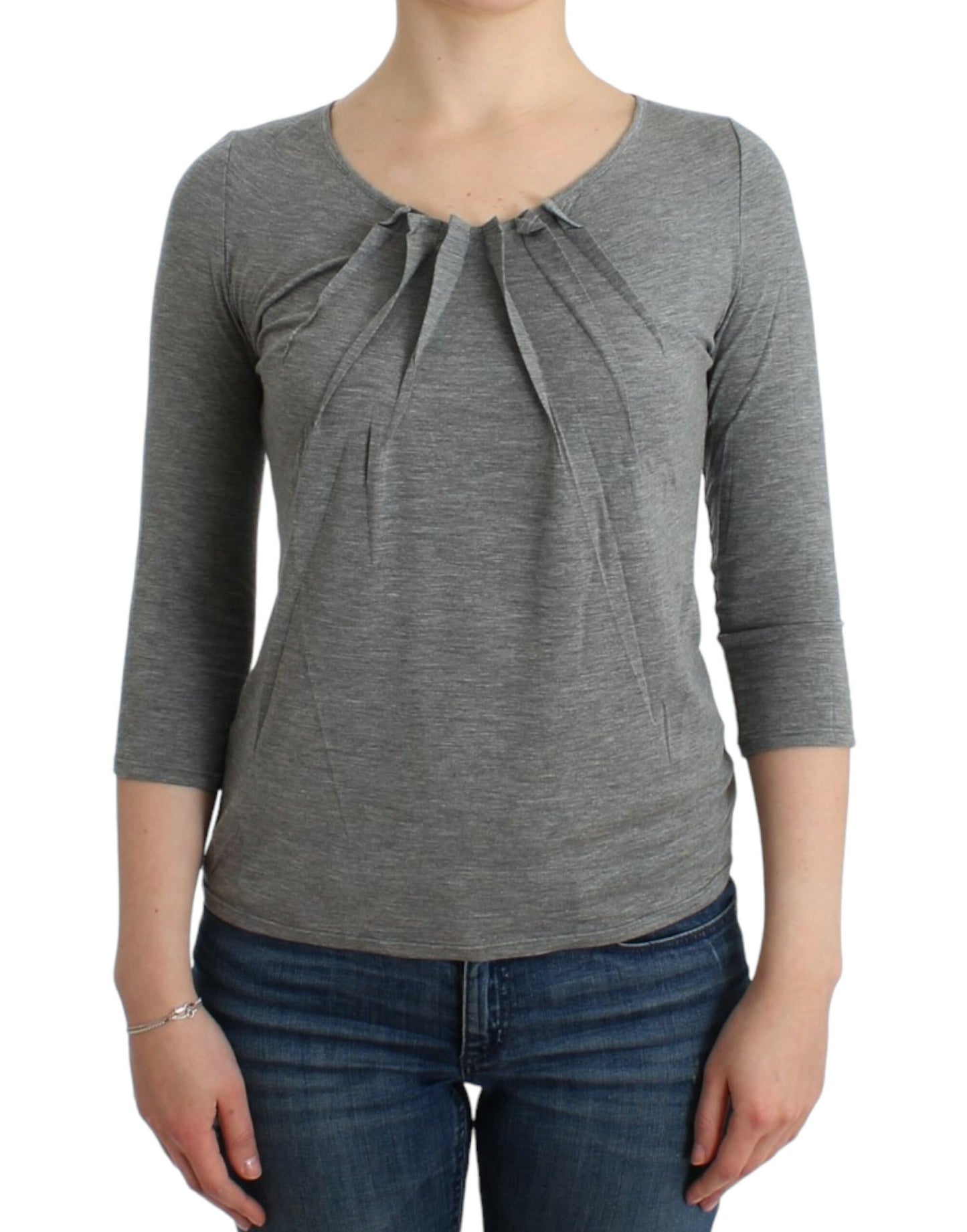 Cavalli Gray 3/4 sleeves jumper top Cavalli