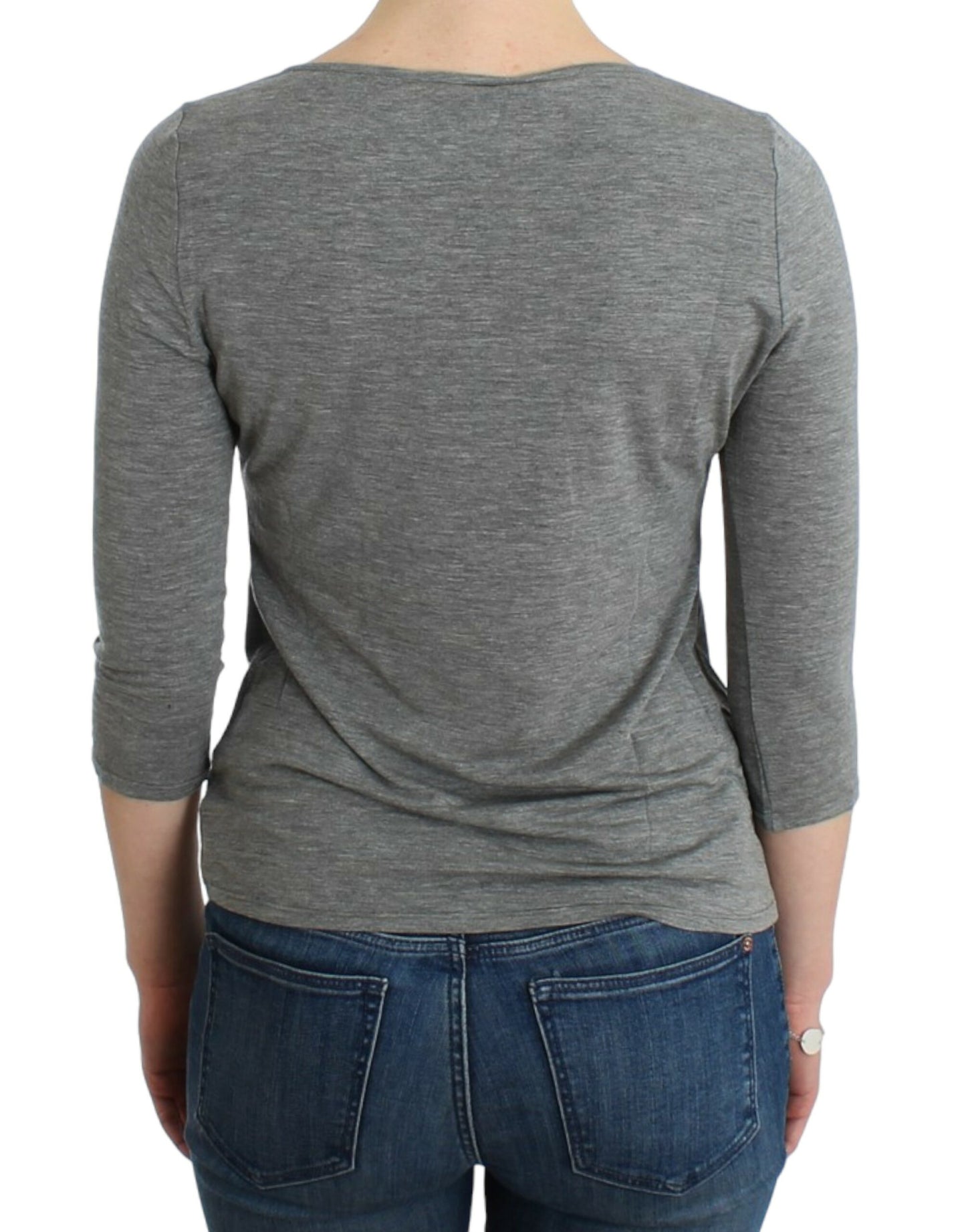 Cavalli Gray 3/4 sleeves jumper top Cavalli
