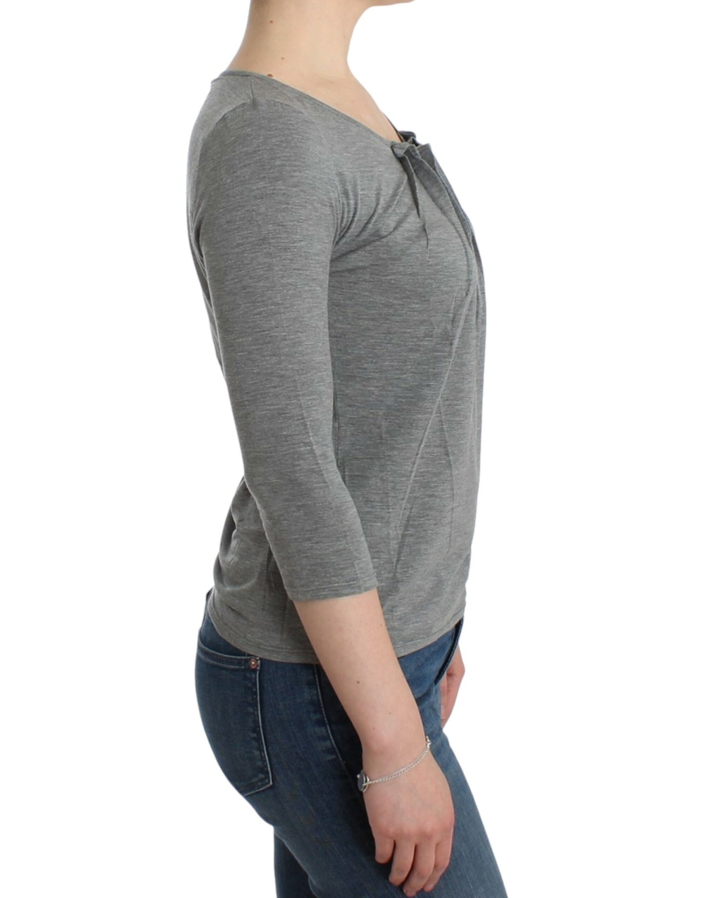 Cavalli Gray 3/4 sleeves jumper top Cavalli