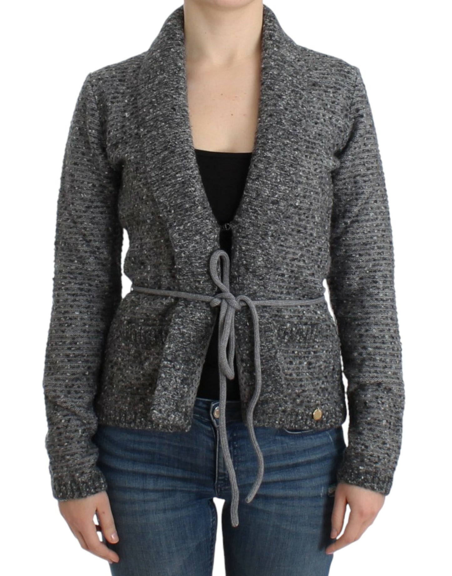 Cavalli Gray wool knitted cardigan Cavalli