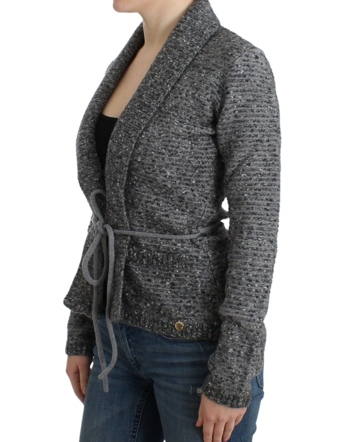 Cavalli Gray wool knitted cardigan Cavalli