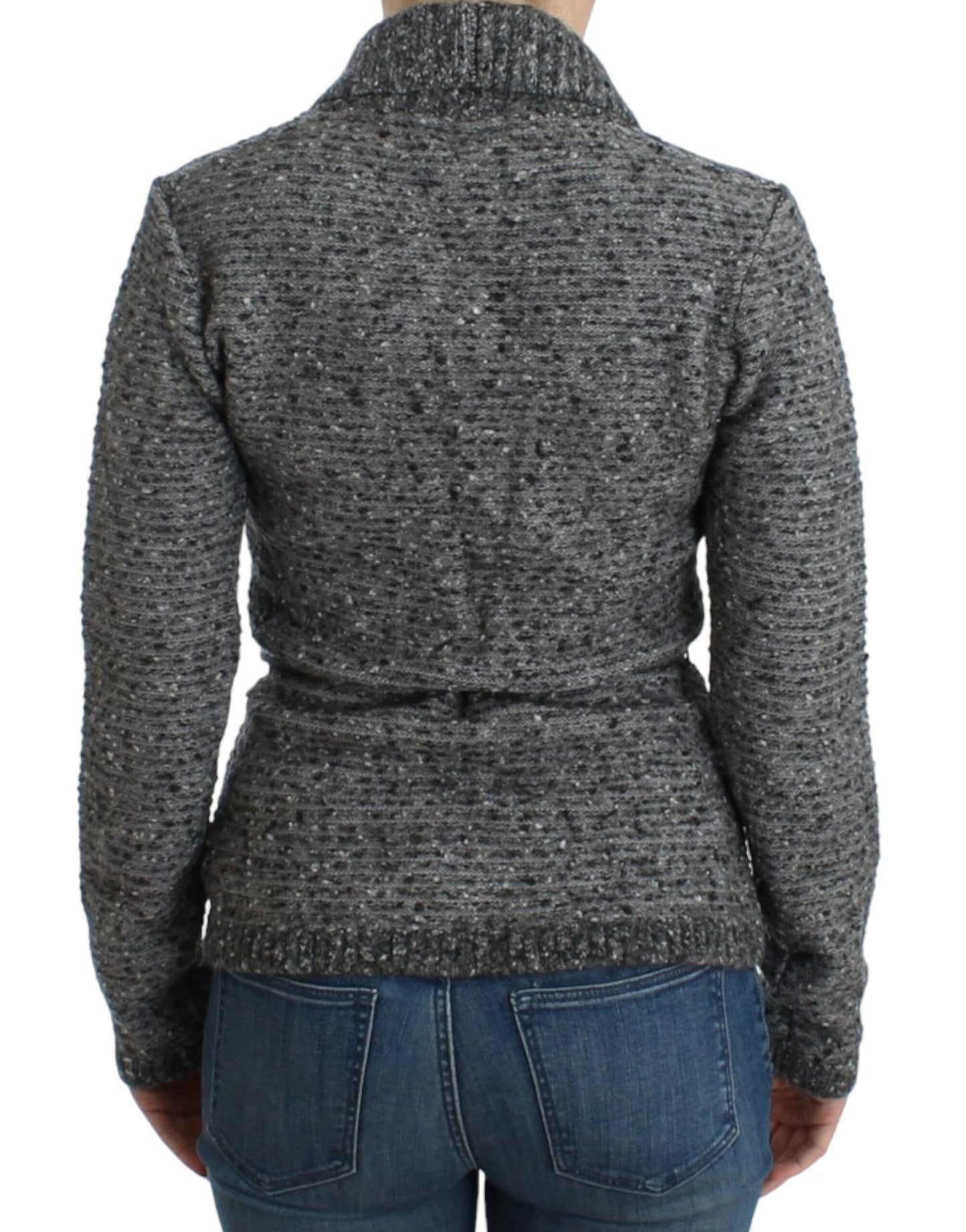 Cavalli Gray wool knitted cardigan Cavalli