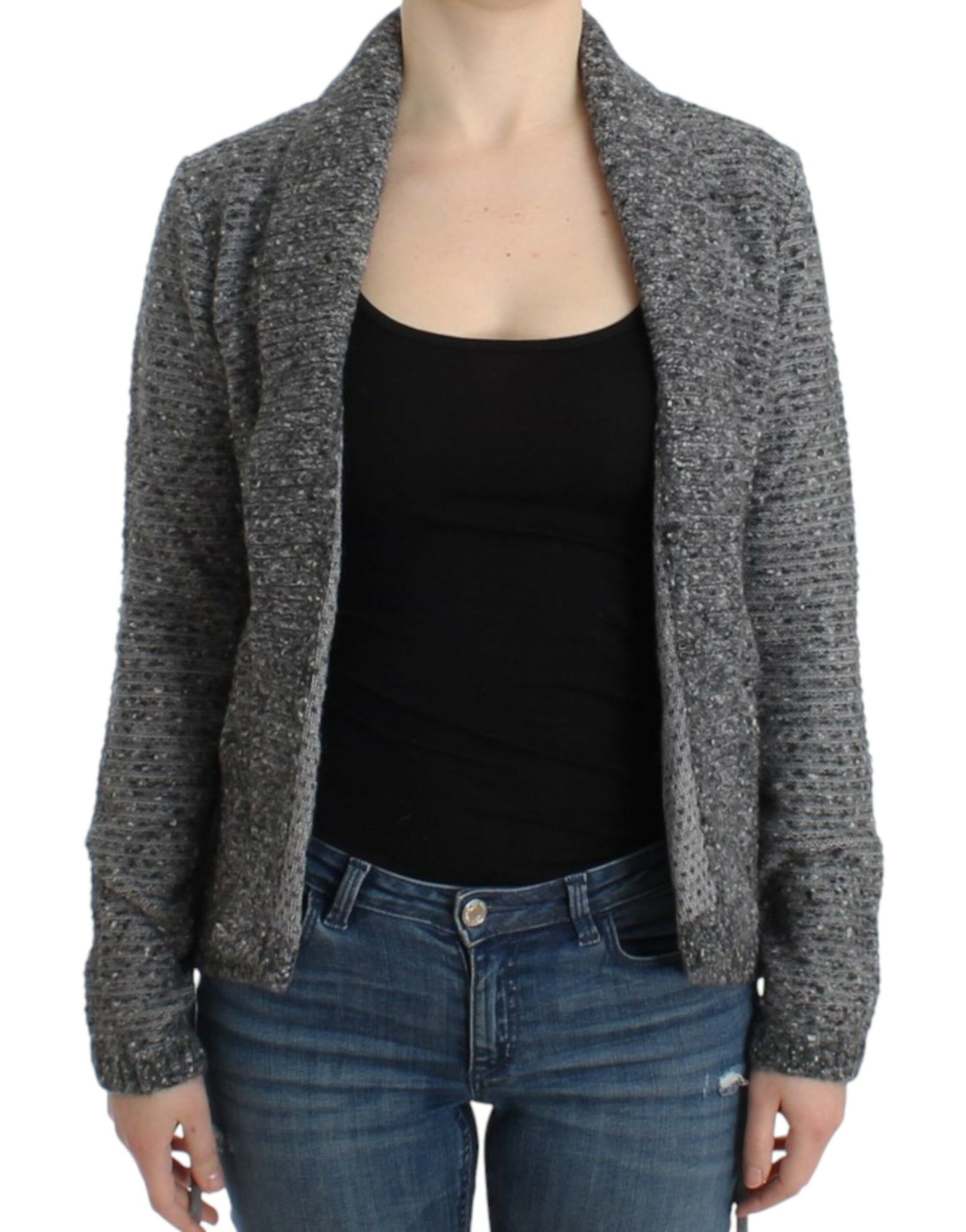 Cavalli Gray wool knitted cardigan Cavalli