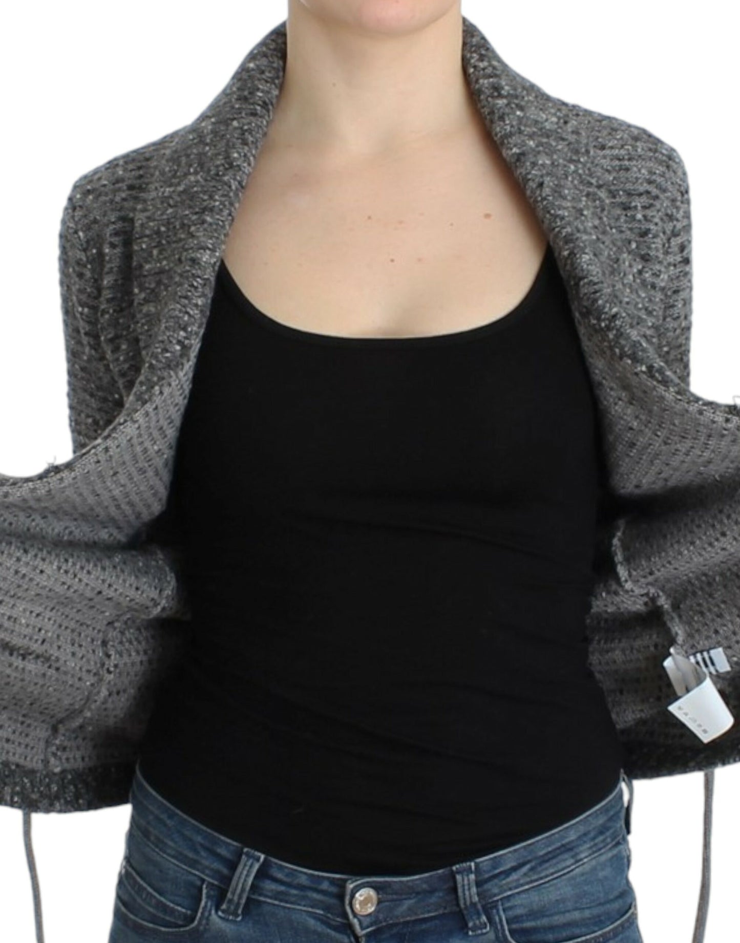 Cavalli Gray wool knitted cardigan Cavalli