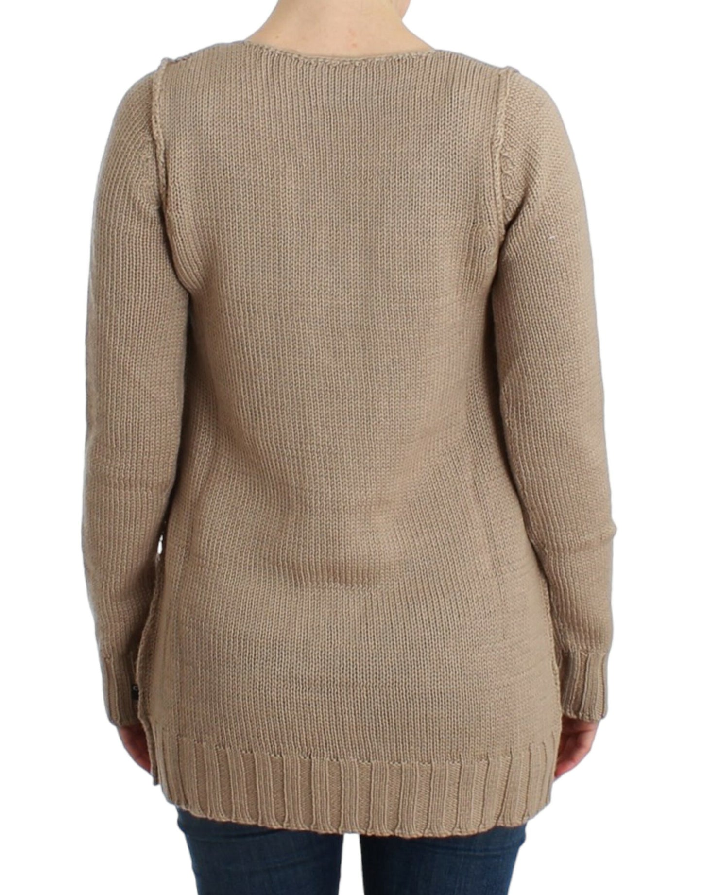 Cavalli Beige knitted wool sweater Cavalli