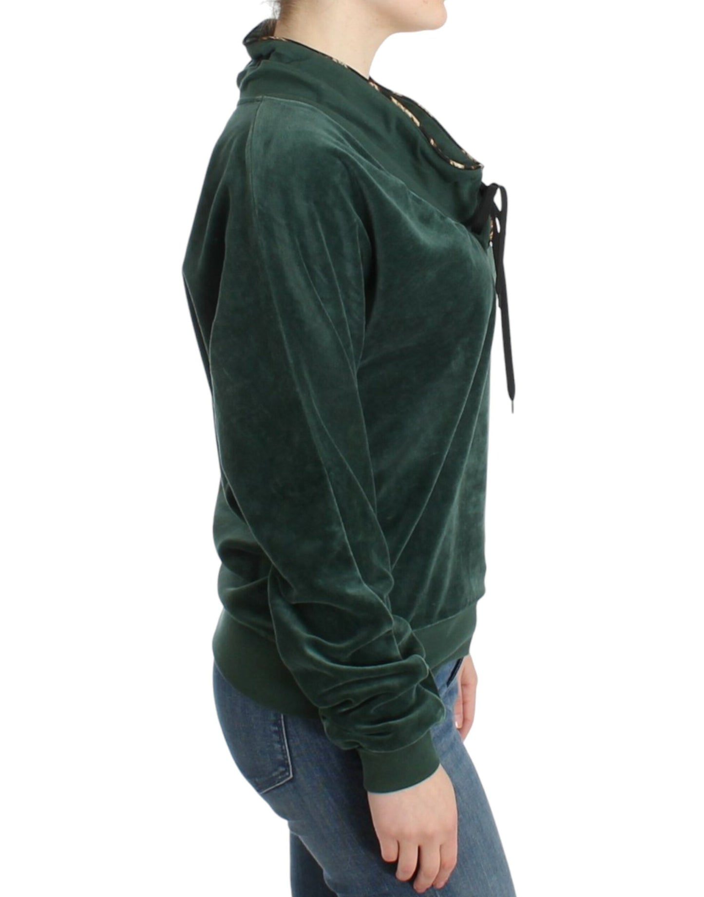 Cavalli Green velvet cotton sweater Cavalli