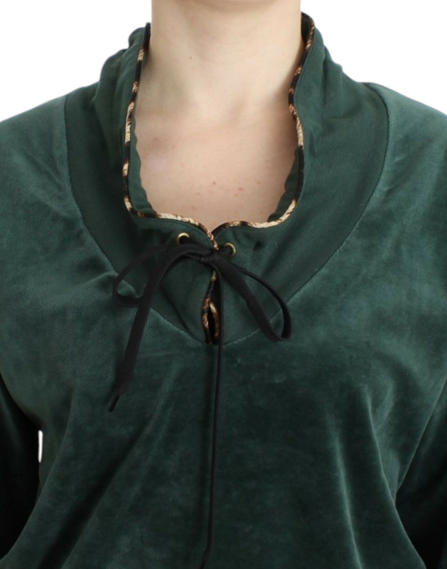 Cavalli Green velvet cotton sweater Cavalli