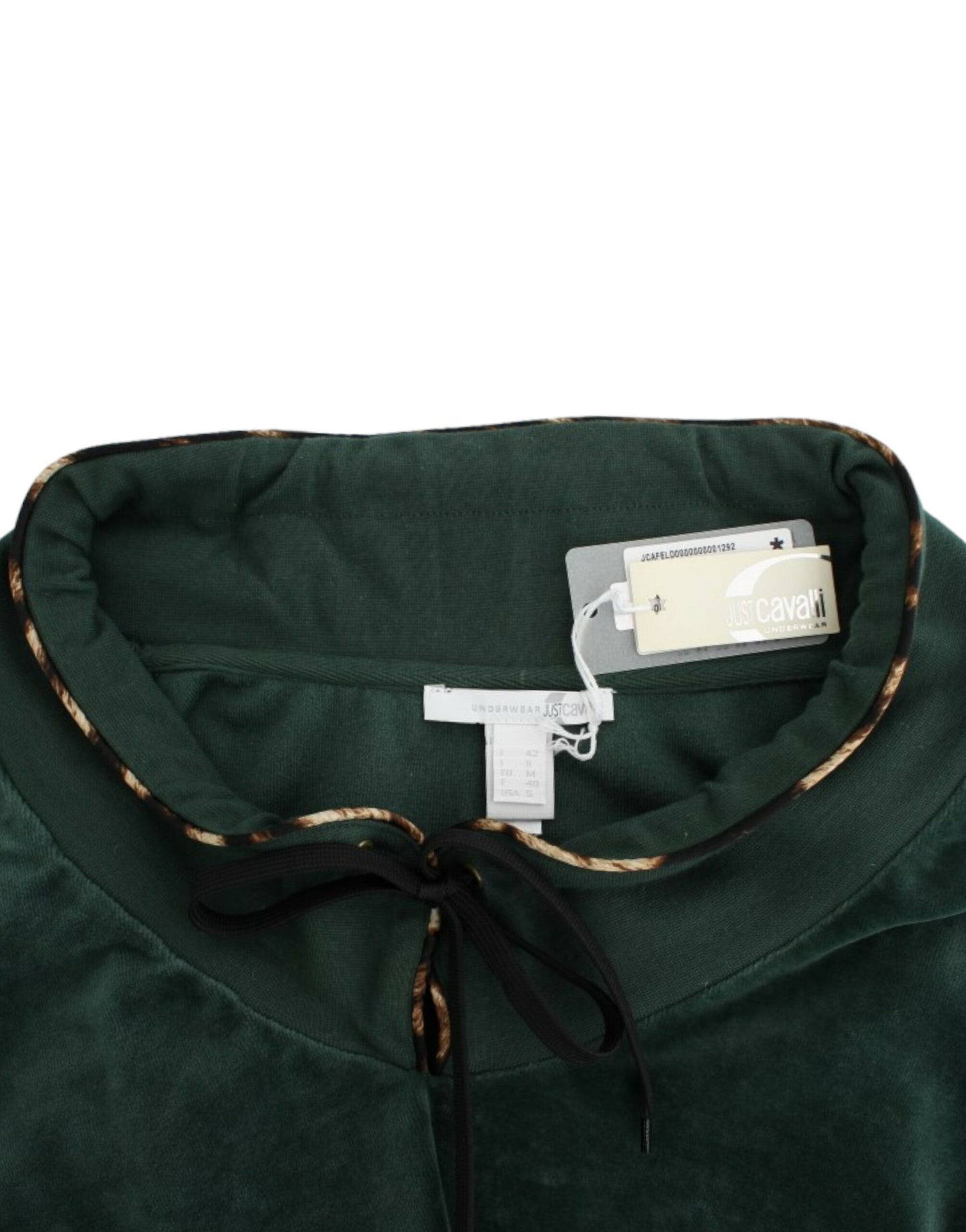 Cavalli Green velvet cotton sweater Cavalli
