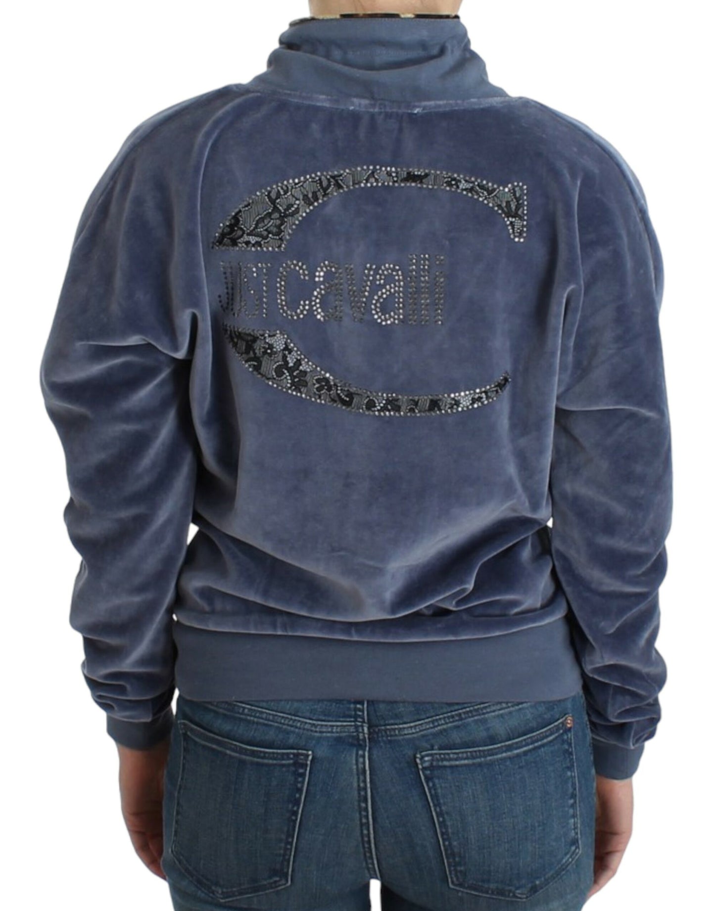 Cavalli Blue velvet cotton sweater Cavalli