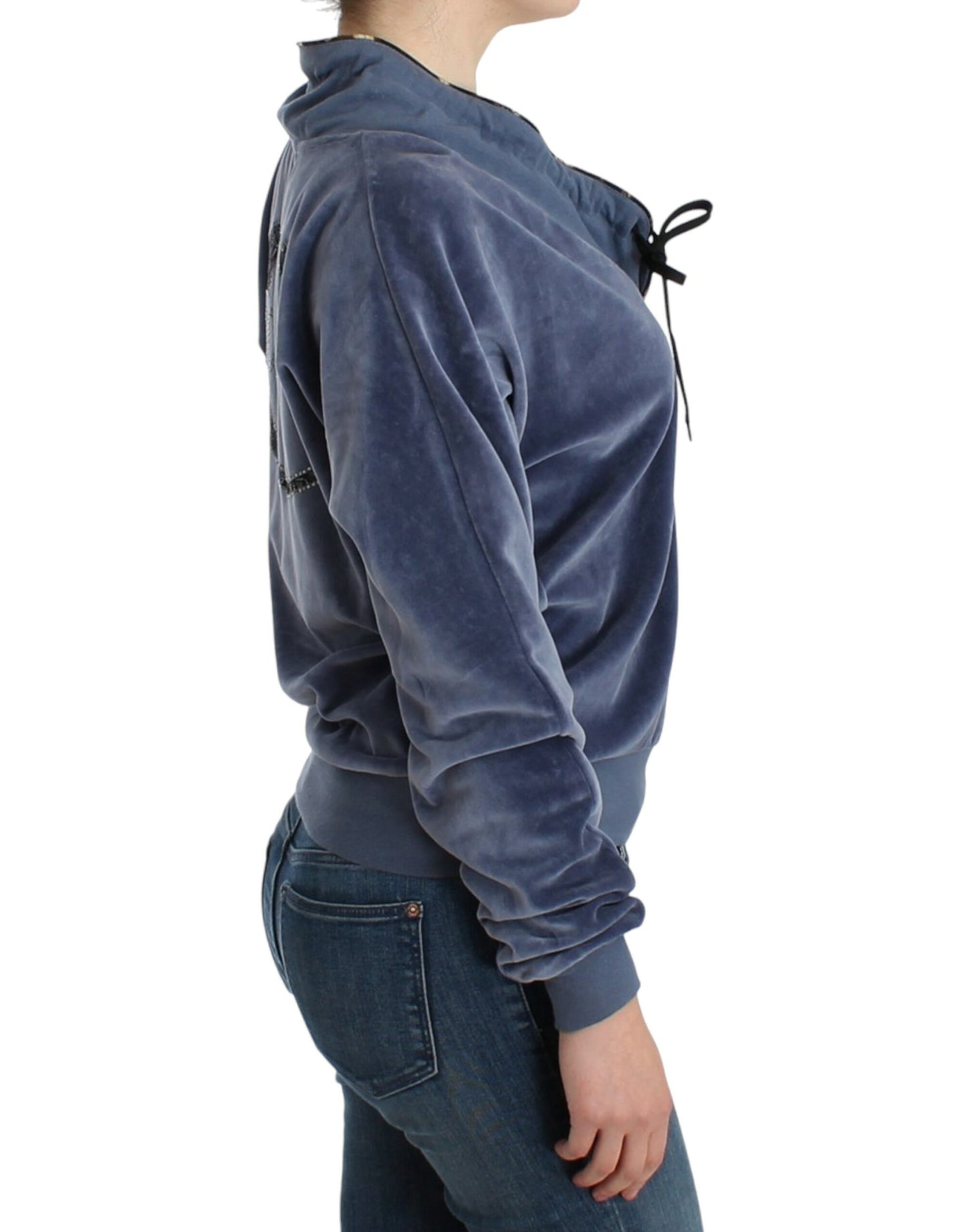 Cavalli Blue velvet cotton sweater Cavalli