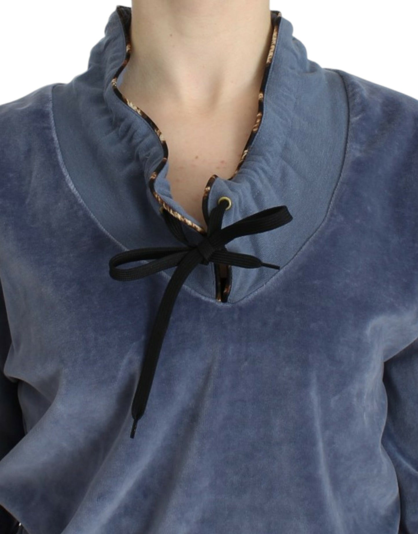 Cavalli Blue velvet cotton sweater Cavalli