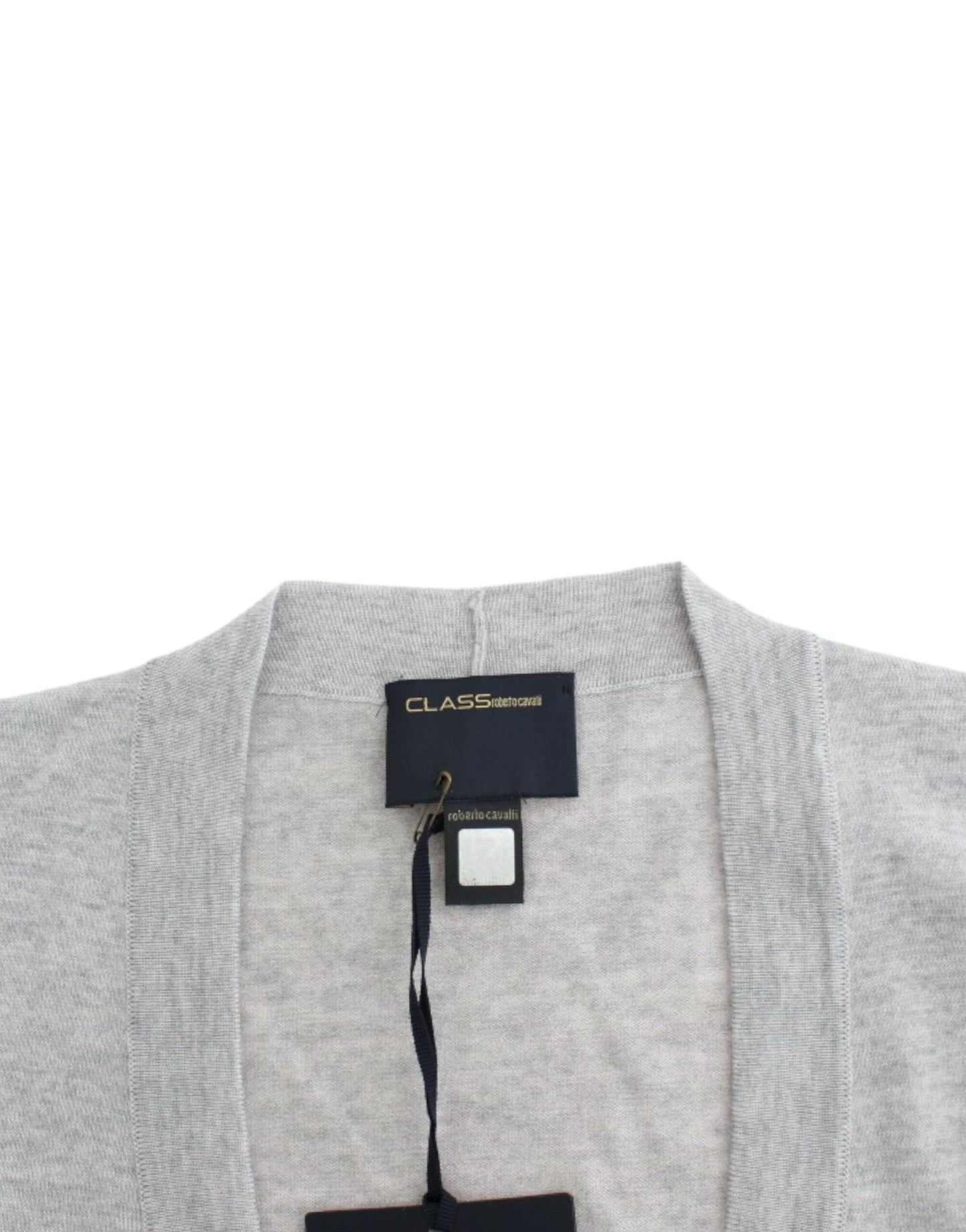 Cavalli Gray cropped wool cardigan Cavalli