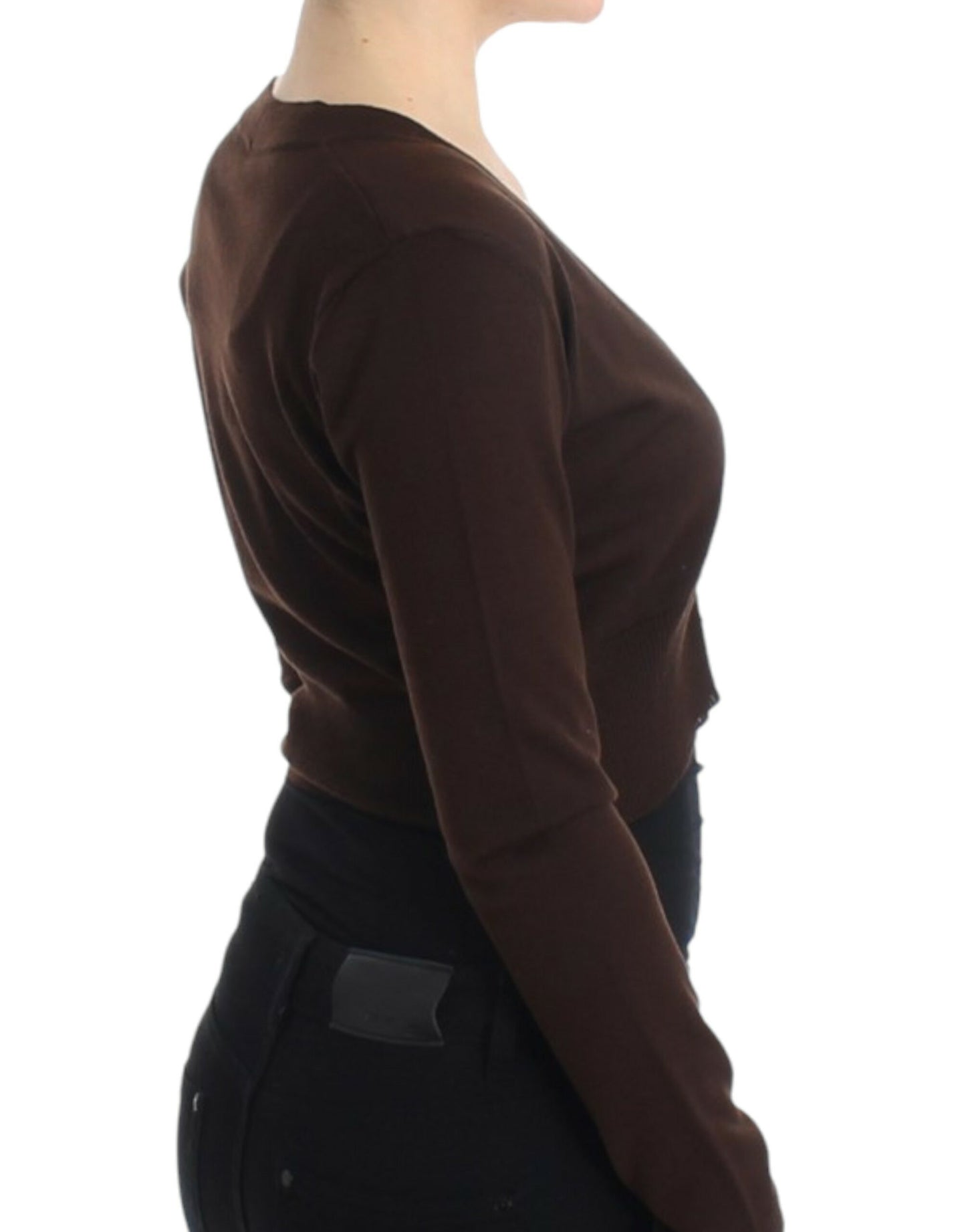 Cavalli Brown cropped wool cardigan Cavalli