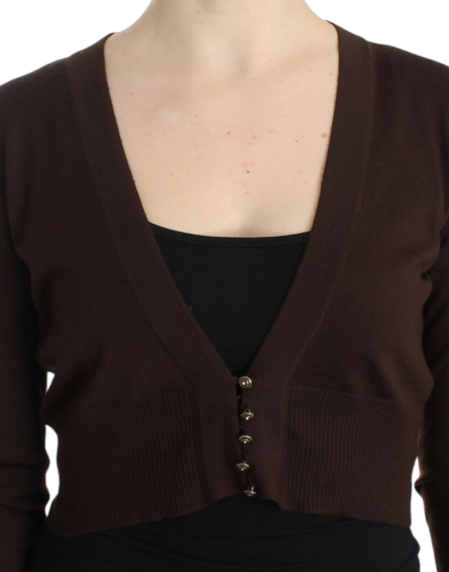 Cavalli Brown cropped wool cardigan Cavalli