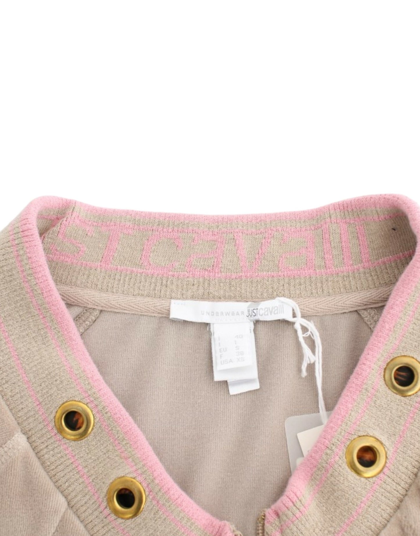 Cavalli Beige velvet zipup sweater Cavalli