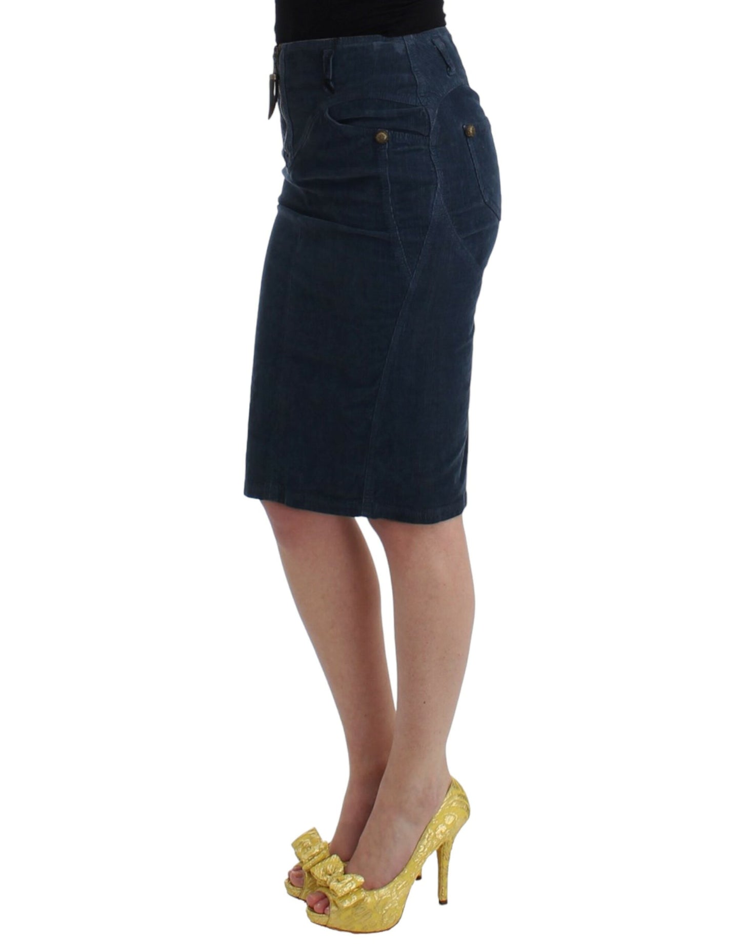 Cavalli Blue corduroy pencil skirt Cavalli