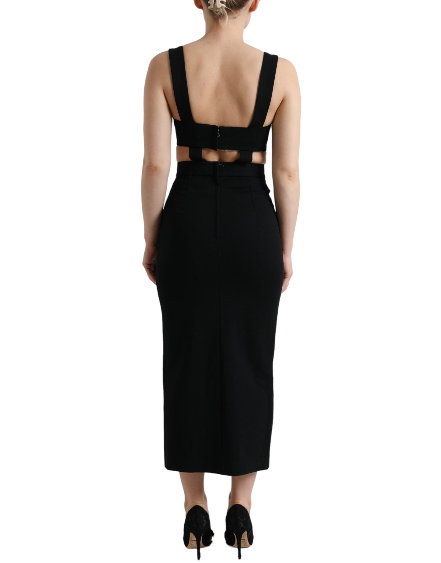 Dolce & Gabbana Black Cut Out Sleeveless Bodycon Midi Dress Dolce & Gabbana