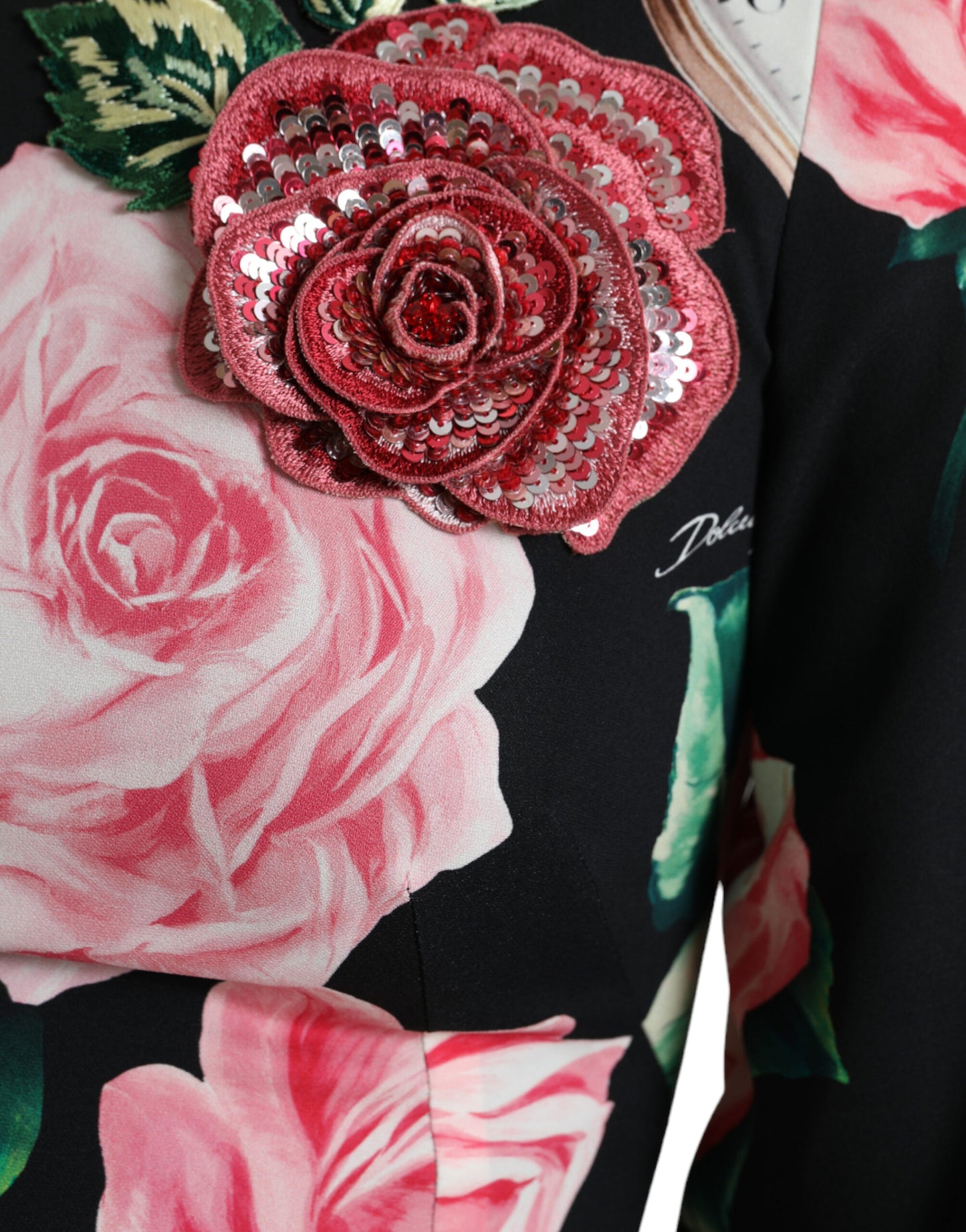 Dolce & Gabbana Black Floral Embellished Lace A-line Dress Dolce & Gabbana