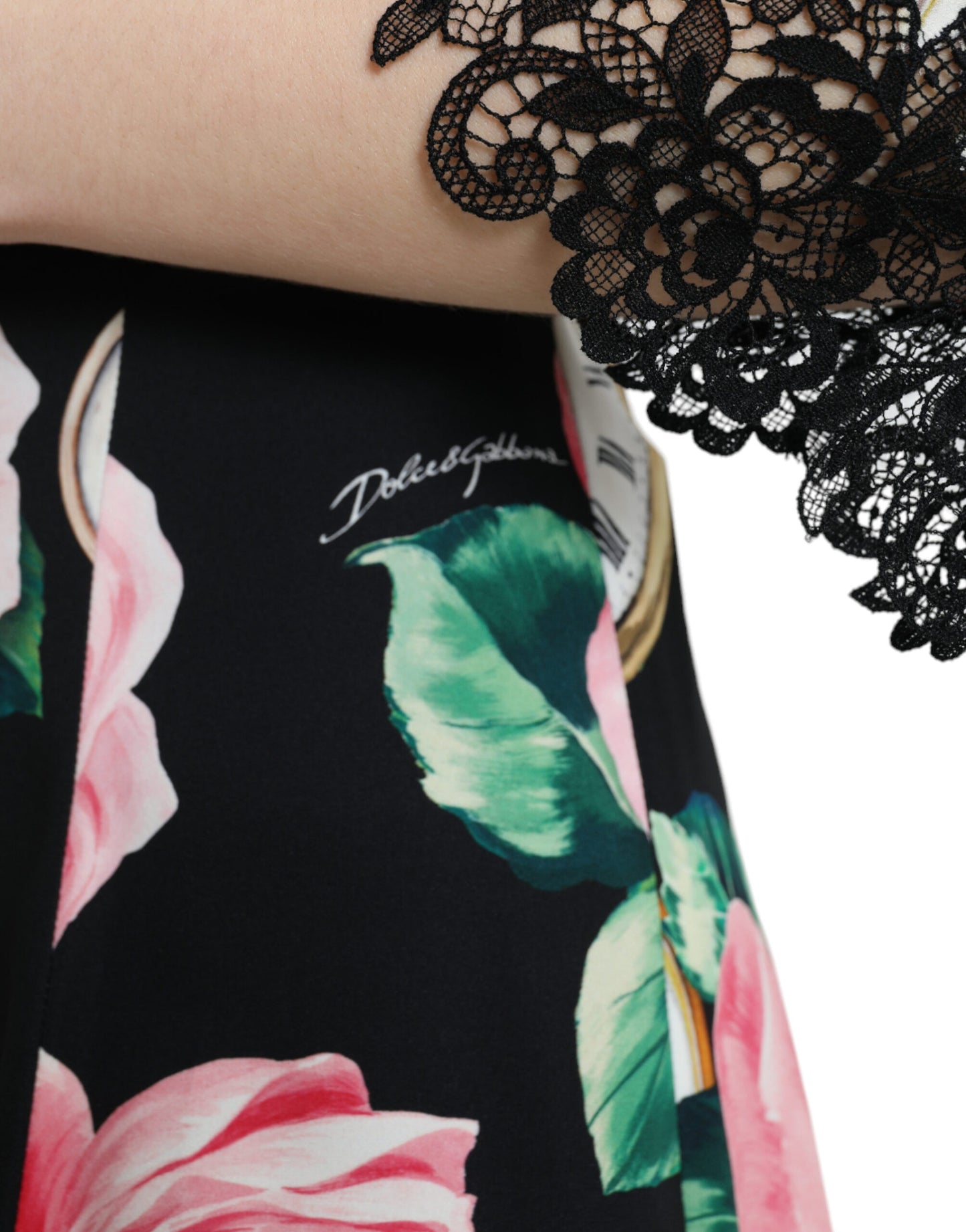 Dolce & Gabbana Black Floral Embellished Lace A-line Dress Dolce & Gabbana