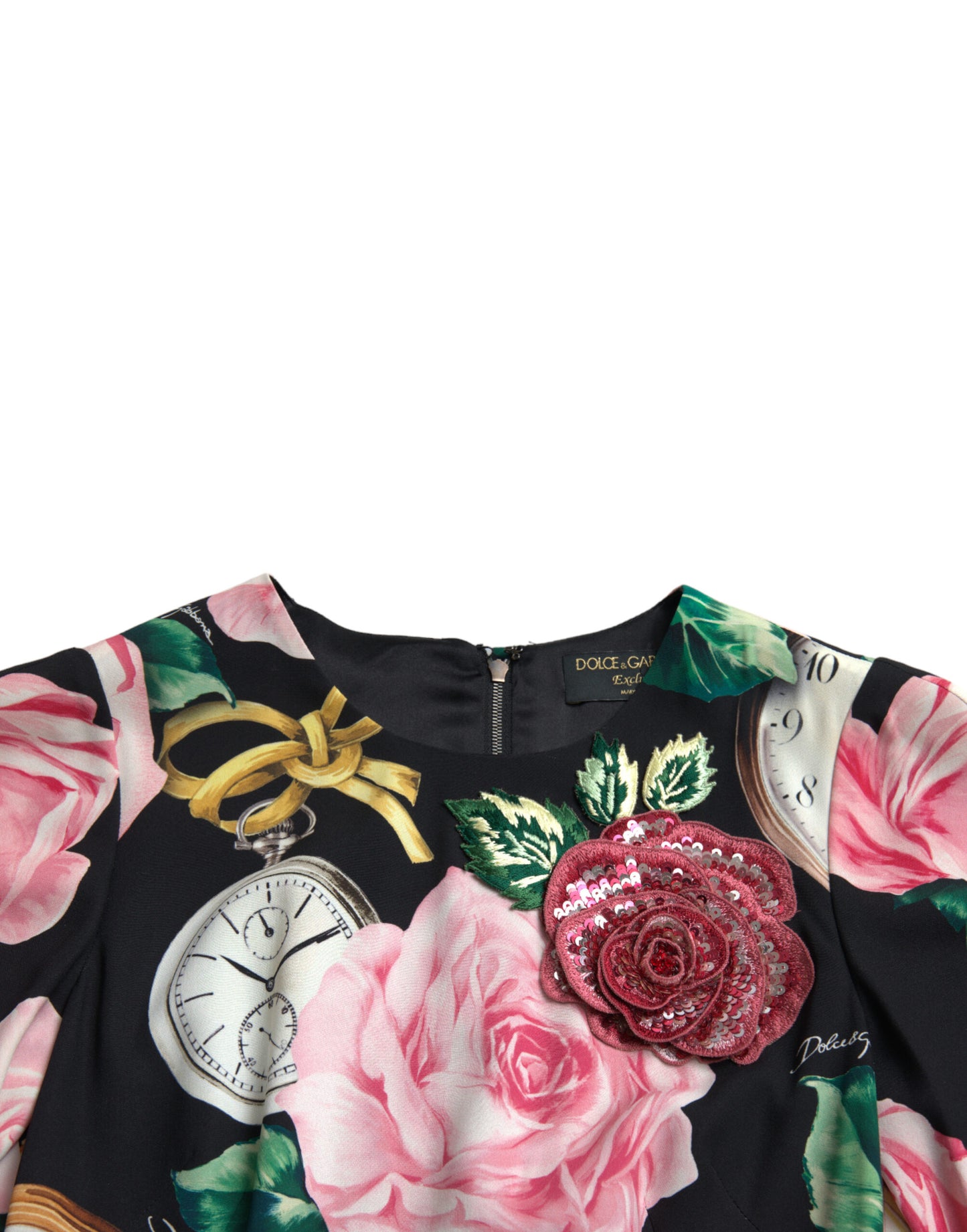 Dolce & Gabbana Black Floral Embellished Lace A-line Dress Dolce & Gabbana