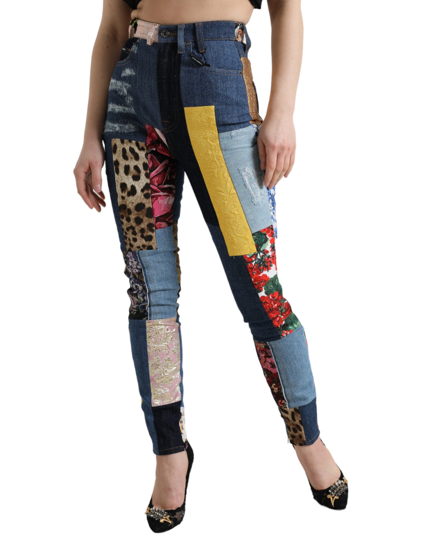 Dolce & Gabbana Multicolor Patchwork GRACE Skinny Denim Jeans Dolce & Gabbana