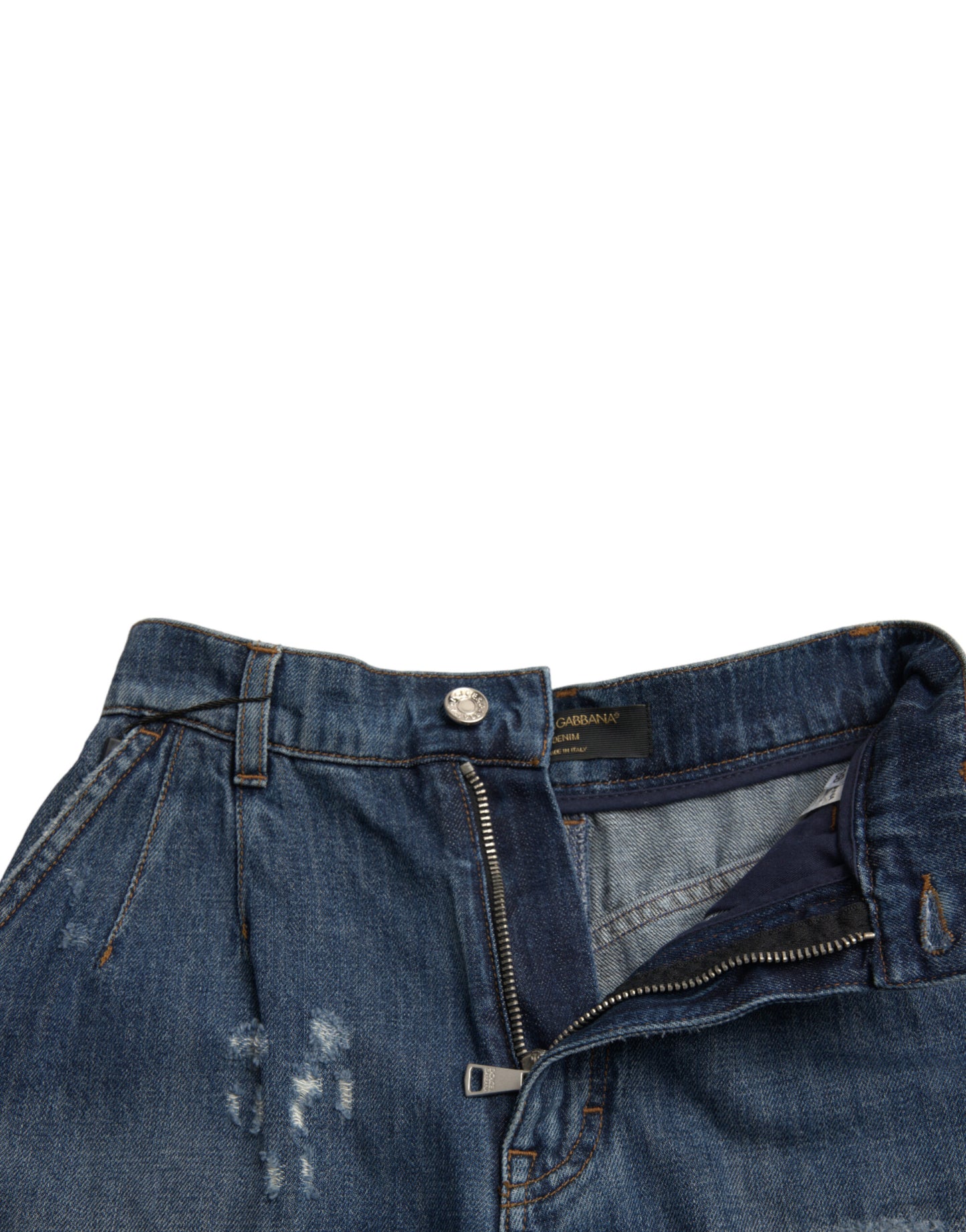 Dolce & Gabbana Blue Cotton High Waist Denim Hot Pants Shorts Dolce & Gabbana