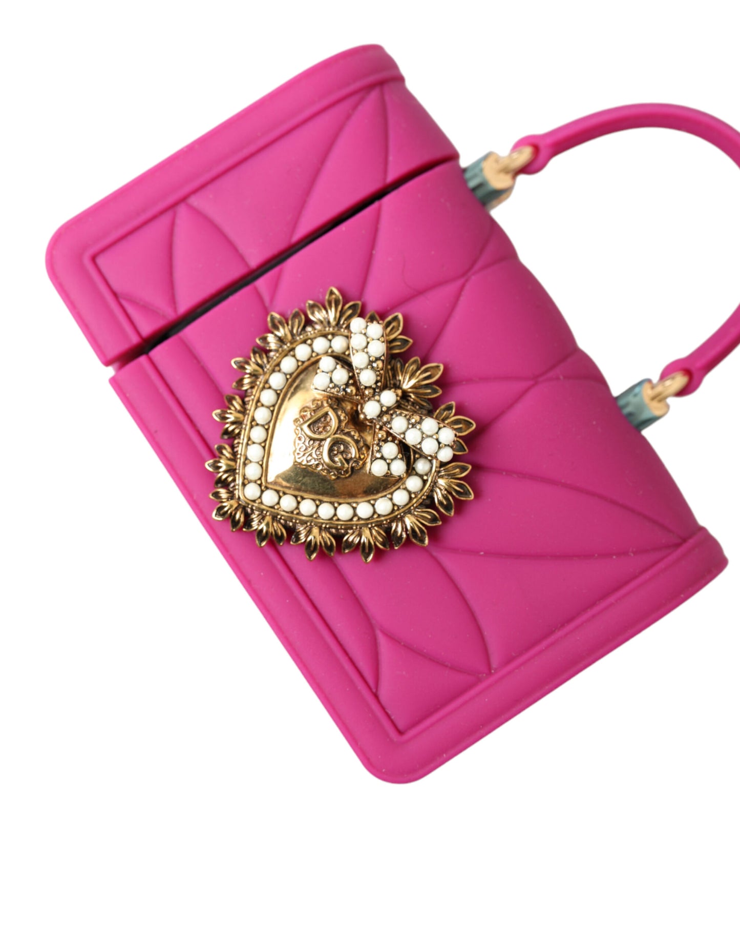 Dolce & Gabbana Pink Silicone Devotion Heart Bag Gold Chain Airpods Case Dolce & Gabbana