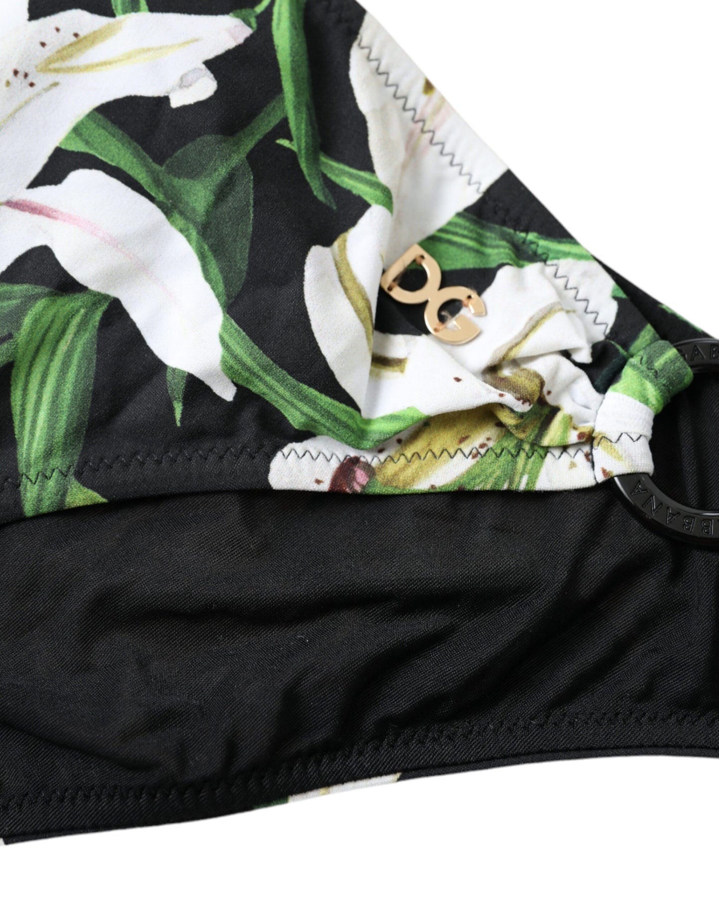 Dolce & Gabbana Black Lily Print Swimwear Bottom Beachwear Bikini Dolce & Gabbana