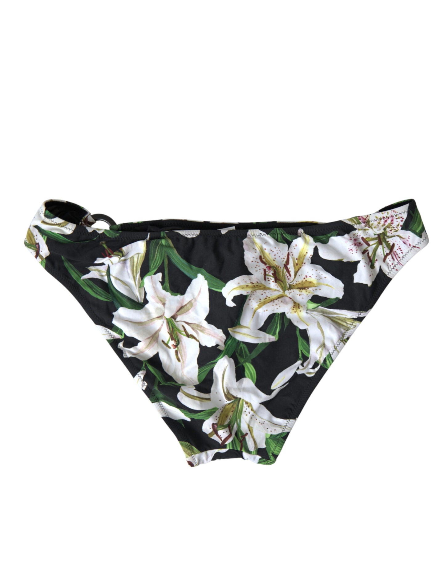 Dolce & Gabbana Black Lily Print Swimwear Bottom Beachwear Bikini Dolce & Gabbana