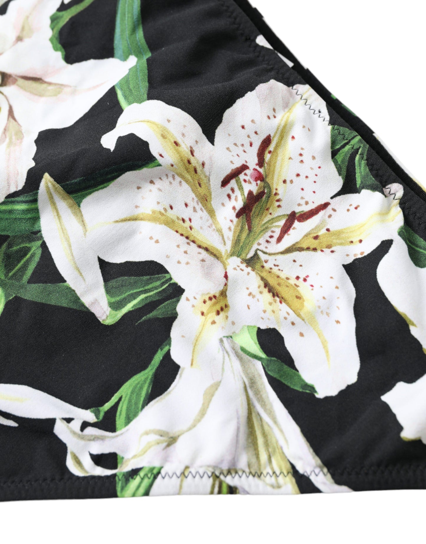 Dolce & Gabbana Black Lily Print Swimwear Bottom Beachwear Bikini Dolce & Gabbana