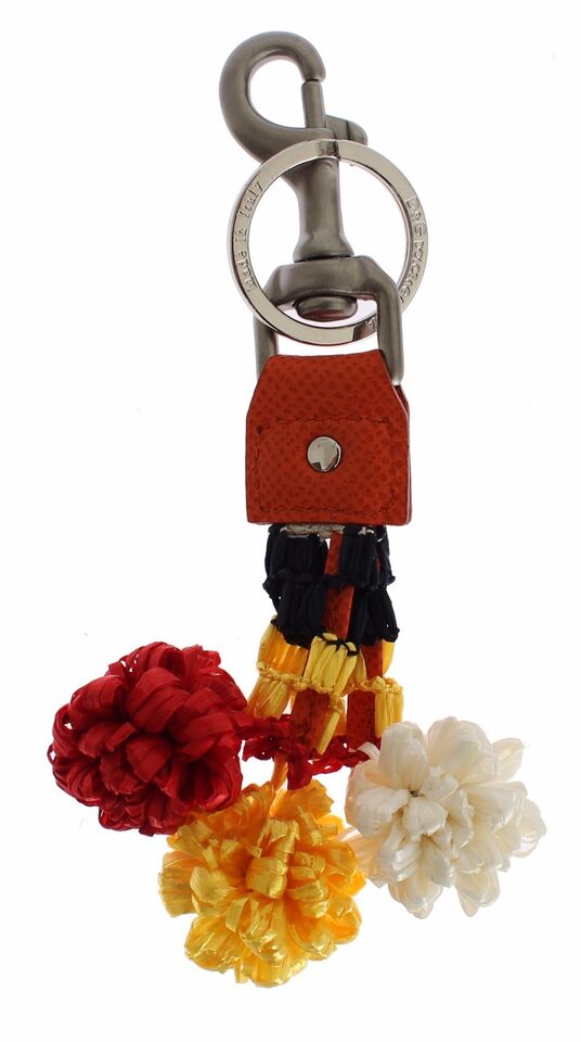 Dolce & Gabbana Red White Raffia Leather Clasp Finder Keyring Keychain Dolce & Gabbana