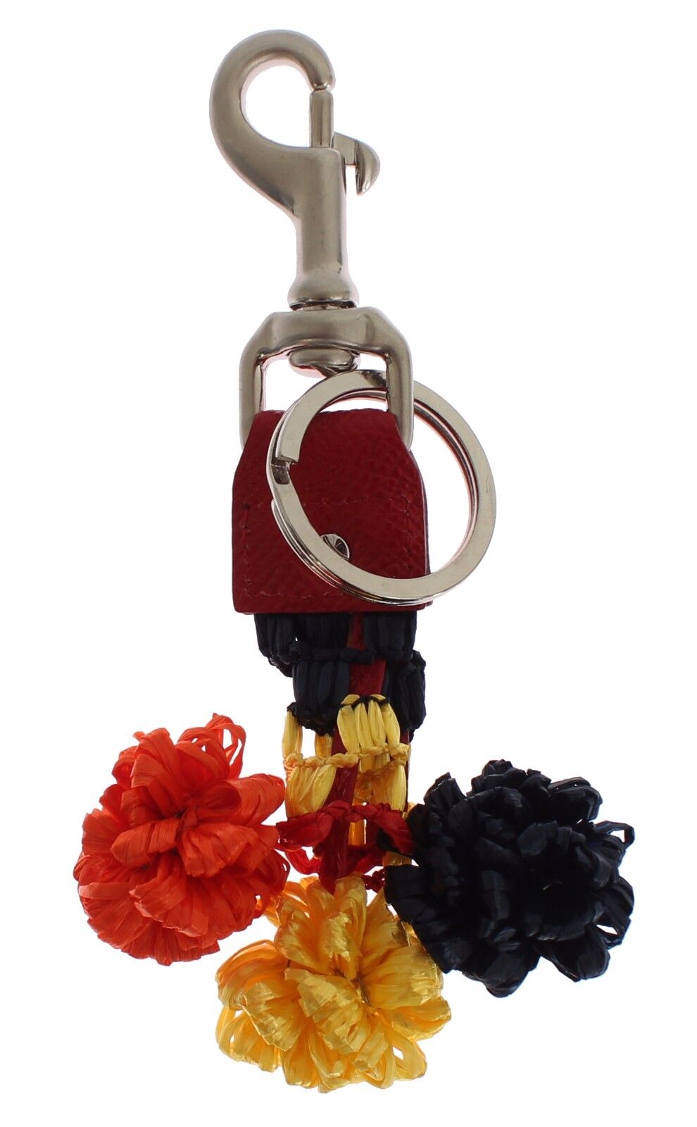 Dolce & Gabbana Multicolor Raffia Leather Clasp Finder Chain Keyring Dolce & Gabbana