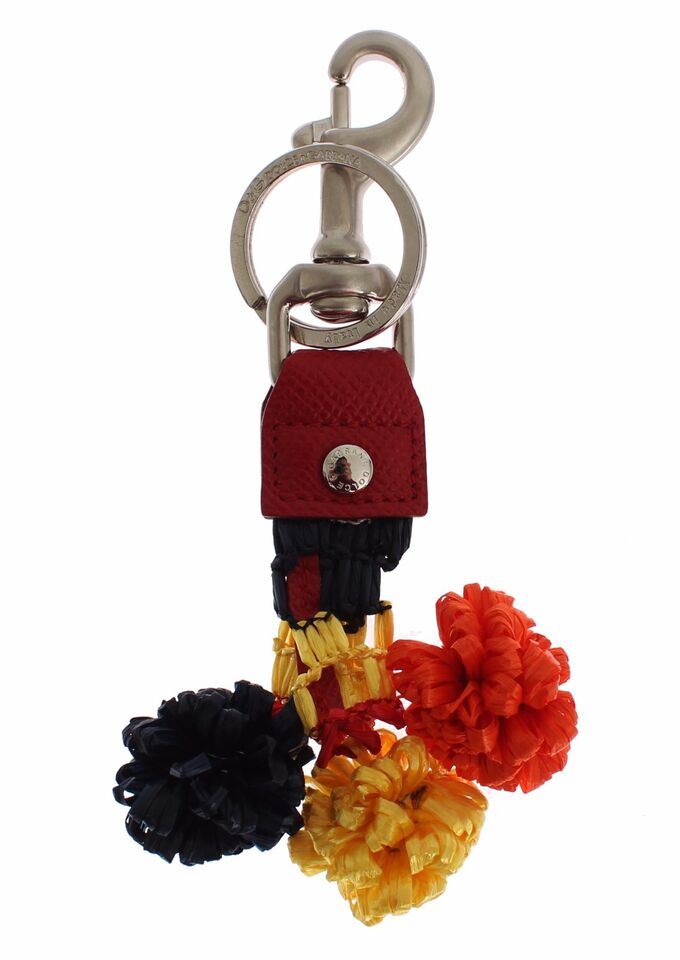Dolce & Gabbana Multicolor Raffia Leather Clasp Finder Chain Keyring Dolce & Gabbana