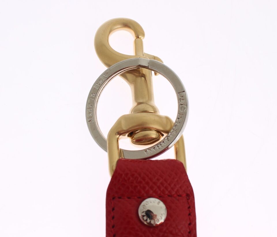 Dolce & Gabbana Gold Yellow Raffia Leather Clasp Finder Chain Keyring Dolce & Gabbana
