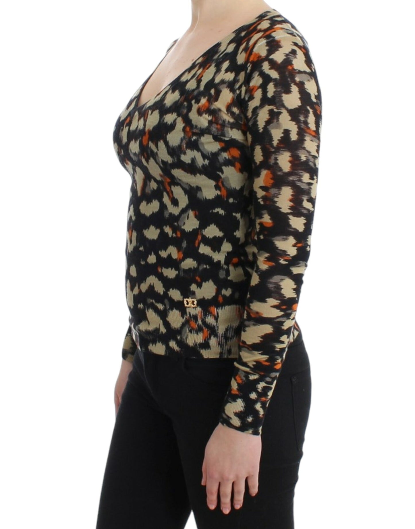 Cavalli Multicolor v-neck wool jumper Cavalli