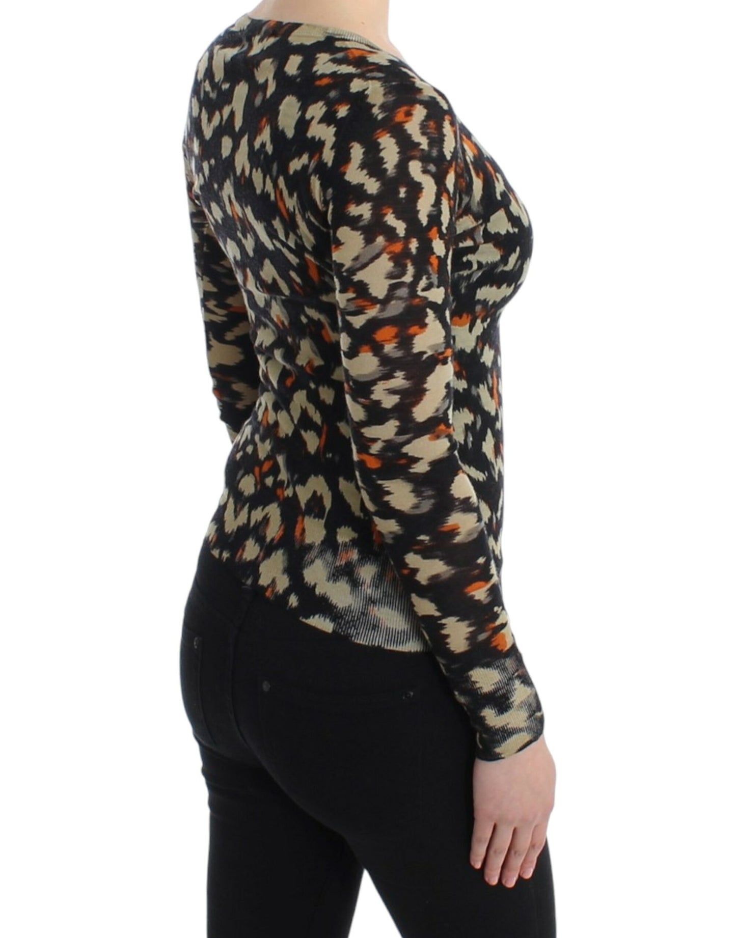 Cavalli Multicolor v-neck wool jumper Cavalli