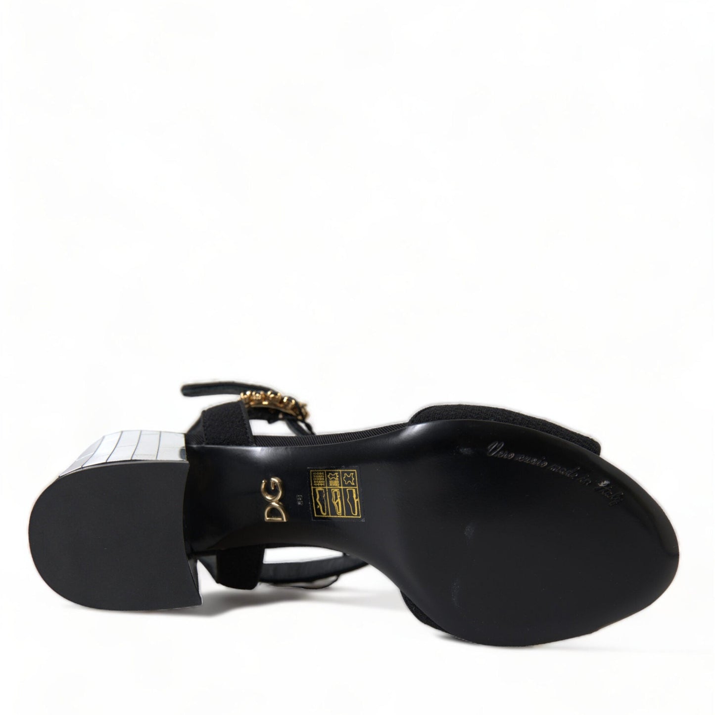Dolce & Gabbana Black Crystals Ankle Strap Sandals Shoes