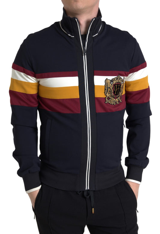 Dolce & Gabbana Blue Cardigan Heraldic Full Zip Sweater Dolce & Gabbana