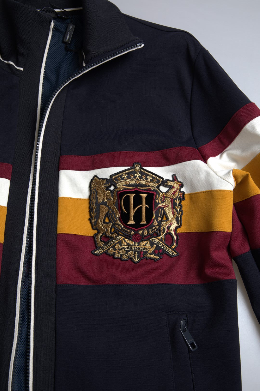 Dolce & Gabbana Blue Cardigan Heraldic Full Zip Sweater Dolce & Gabbana