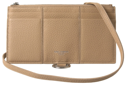 Dolce & Gabbana Beige Leather Shoulder Cardholder Shoulder Strap Wallet Dolce & Gabbana