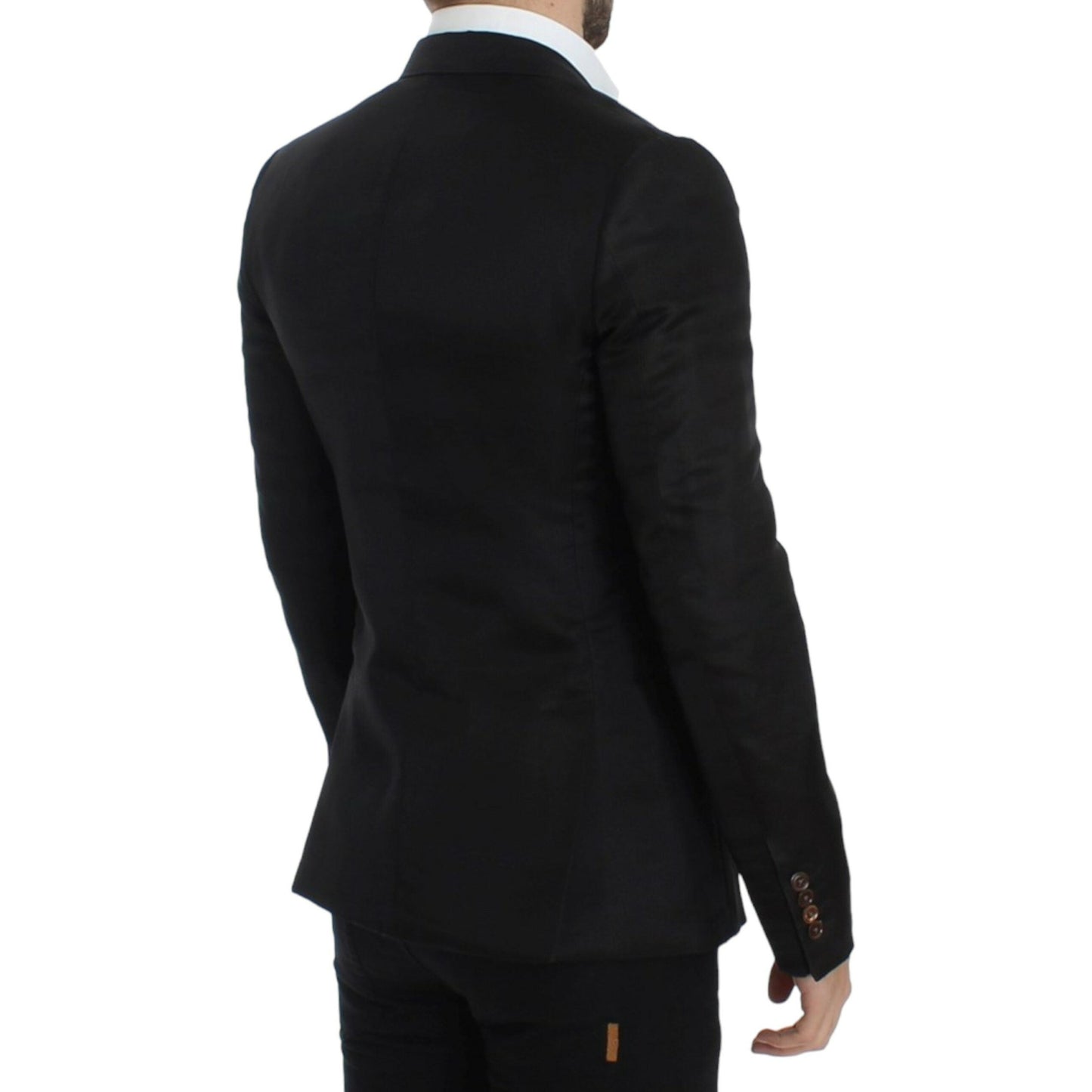 Dolce & Gabbana Black silk slim fit blazer Dolce & Gabbana