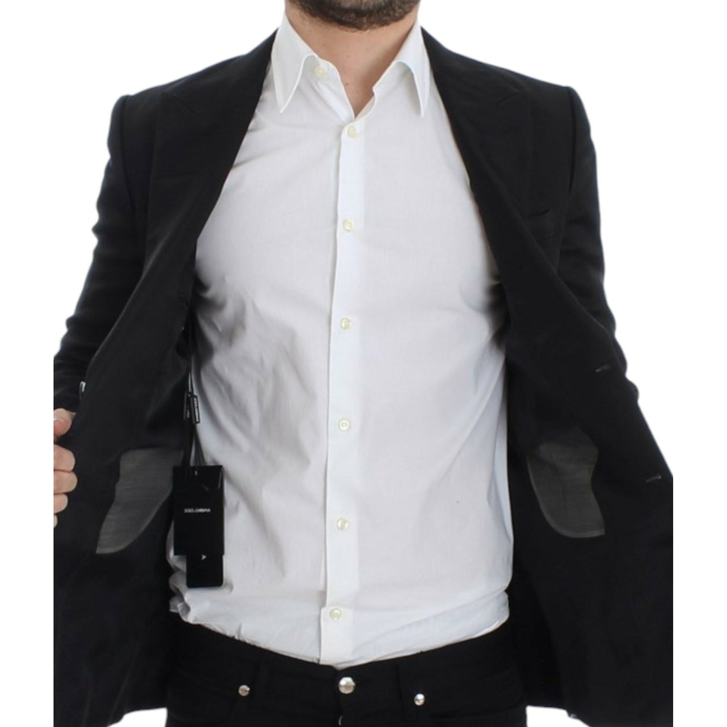 Dolce & Gabbana Black silk slim fit blazer Dolce & Gabbana