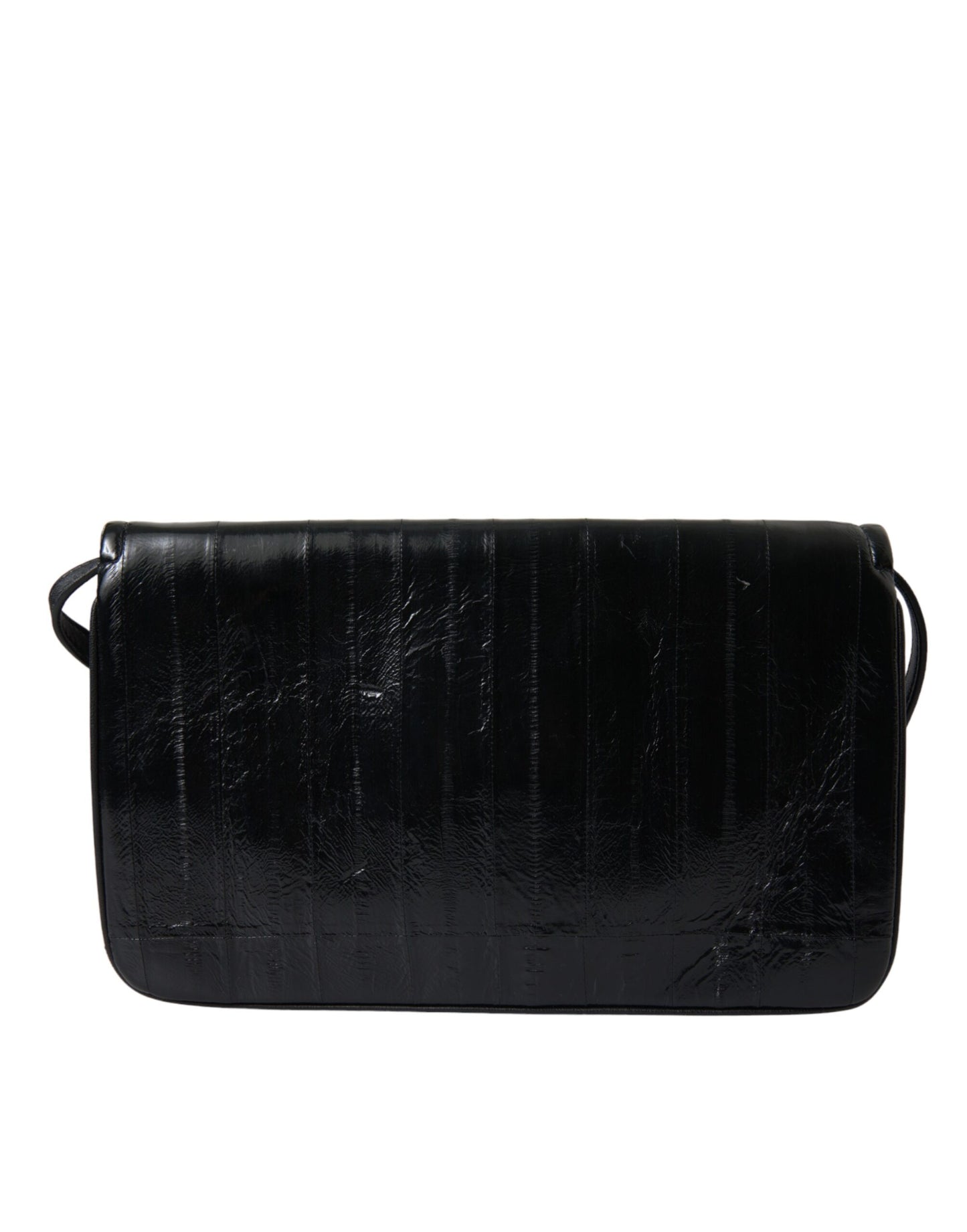 Dolce & Gabbana Black Eelskin Leather Shoulder Document Organizer Bag Dolce & Gabbana