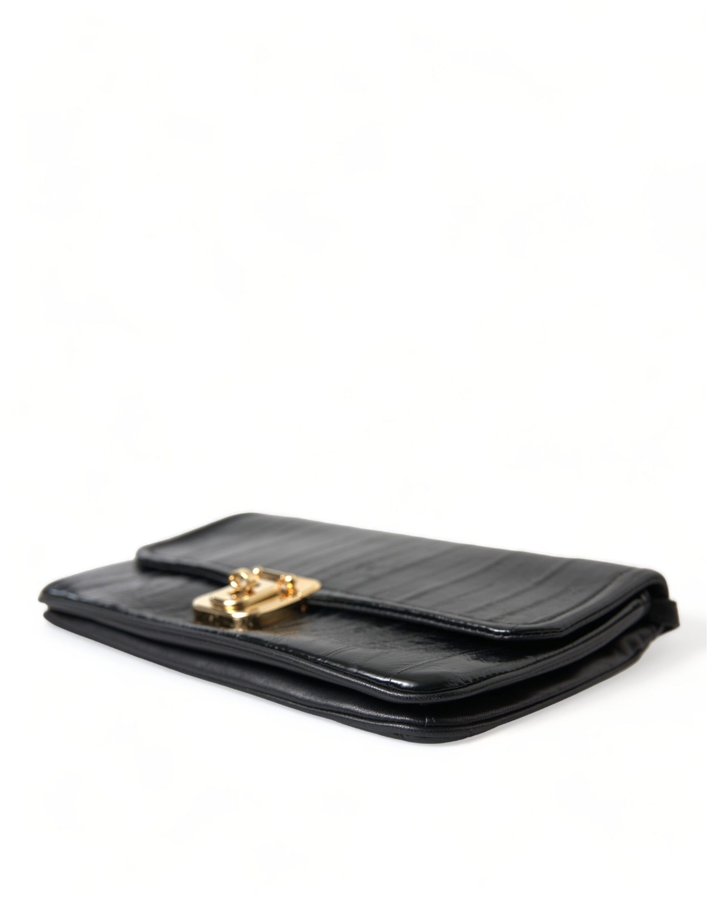 Dolce & Gabbana Black Eelskin Leather Shoulder Document Organizer Bag Dolce & Gabbana